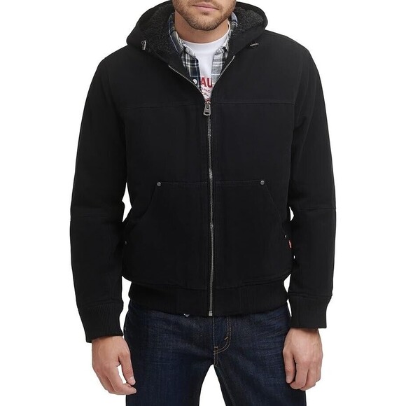 Levi’s Canvas Hooded Utility Jacket Men’s Sherpa Lined Work Jacket‎ Black M $225 - Picture 1 of 6
